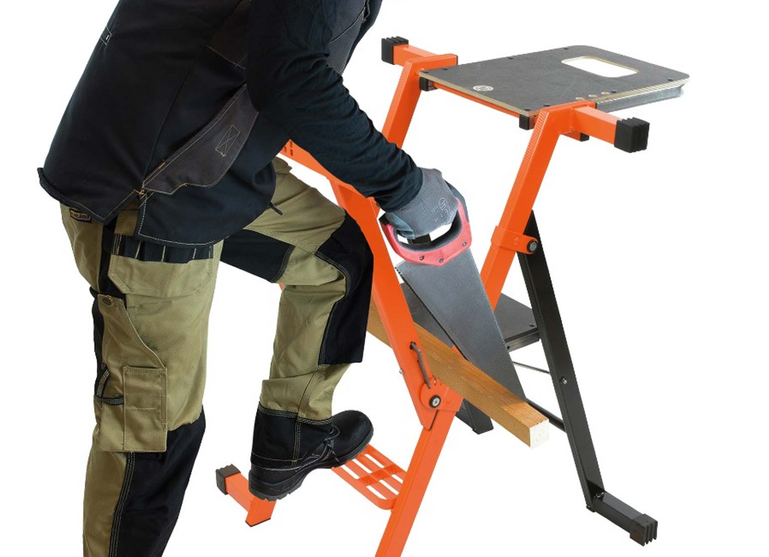 Mondelin MULTI-X - Universal-Leiter, Tritt-Plattform - 4 In 1 Trittleiter als Sägebock